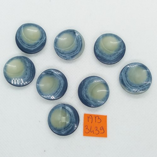 8 boutons en résinei bleu - 22mm - ab3439