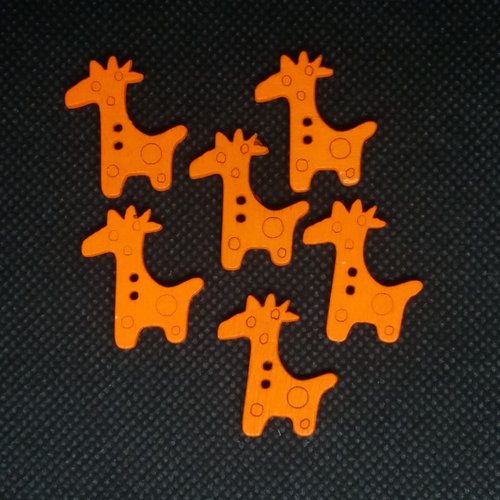 6 boutons en bois fantaisie - girafe - 25x22mm - bri564