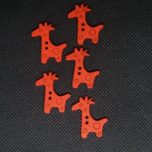 5 boutons en bois fantaisie - girafe - 25x22mm - bri564