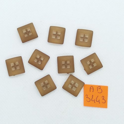 9 boutons en résine marron opaque - 12x12mm - ab3443