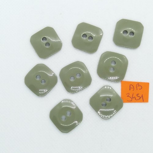 8 boutons en résine gris/vert - 19x19mm - ab3451
