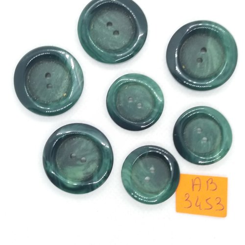 7 boutons en résine vert - 28mm et 23mm - ab3453