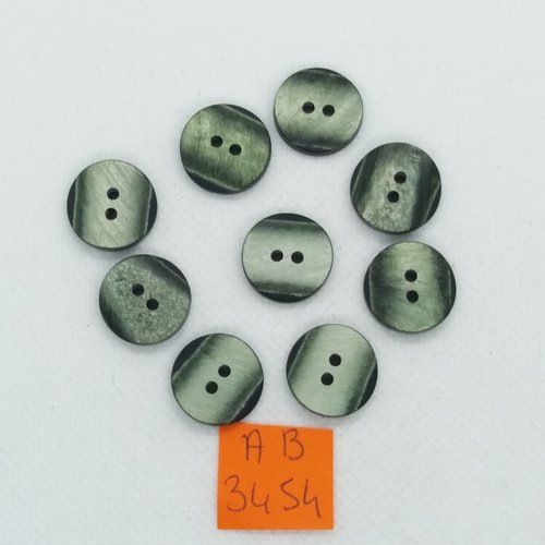 9 boutons en résine vert - 15mm - ab3454