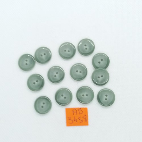 13 boutons en résine vert - 15mm - ab3458