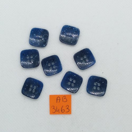 8 boutons en résine bleu - 15x15mm - ab3463