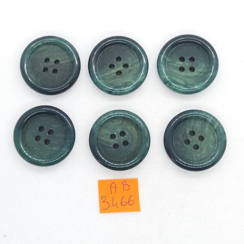 6 boutons en résine vert - 28mm - ab3466