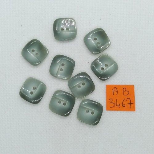 9 boutons en résine vert/gris- 15x15mm - ab3467