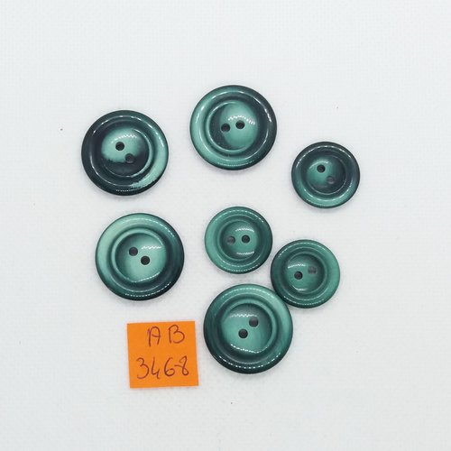 7 boutons en résine vert - 23mm et 18/mm - ab3468