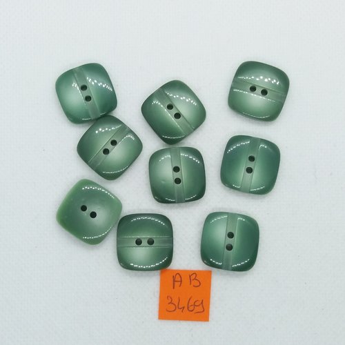 9 boutons en résine vert - 18x18mm - ab3469