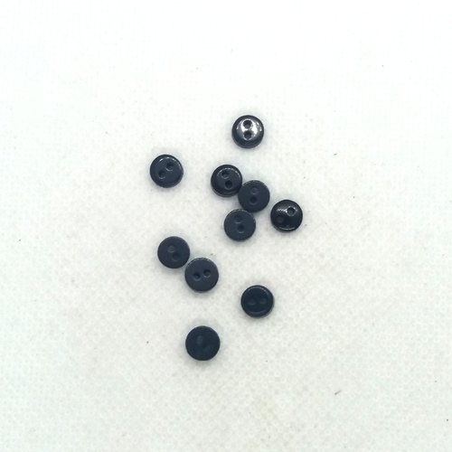 10 boutons en résine noir - 6mm - bri590