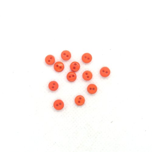 12 boutons en résine orange - 6mm - bri590