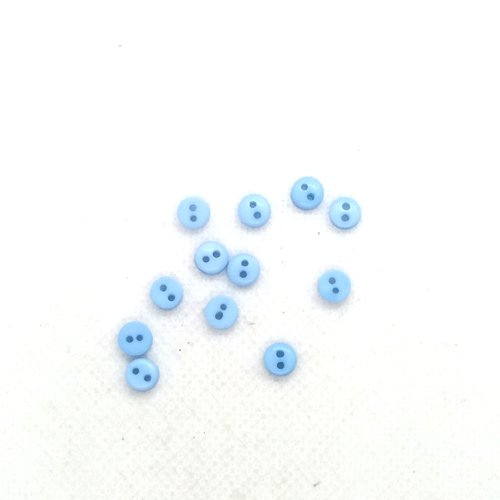 12 boutons en résine bleu - 6mm - bri590
