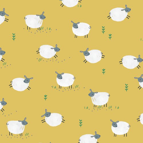 Tissu quilting dashwood studio - farm days - moutons - coton - 10cm/laize
