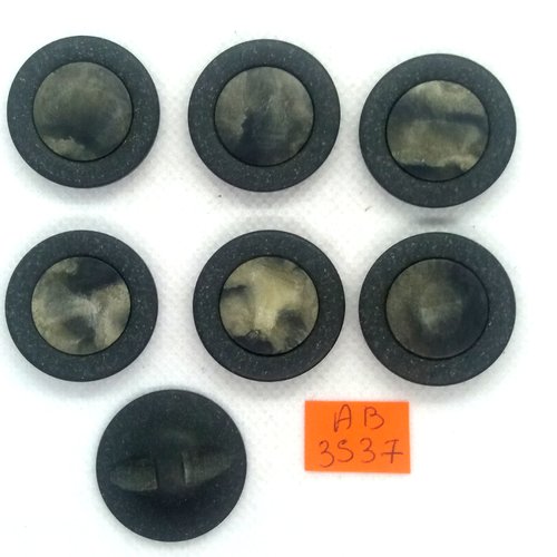 7 boutons en résine gris - 27mm - ab3537