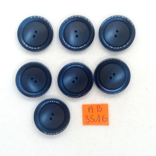 7 boutons en résine bleu - 23mm - ab3516