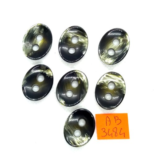 7 boutons en résine vert  dégradé- 18x23mm - ab3484