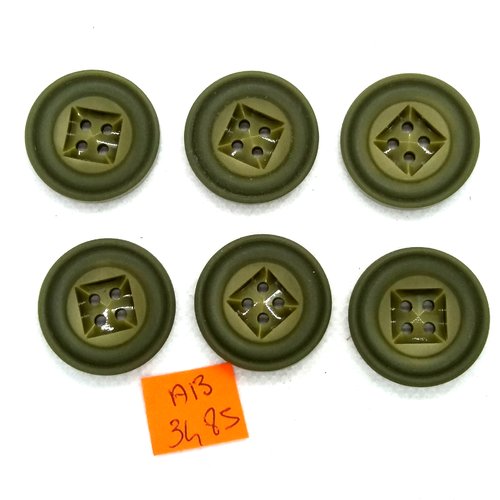 6 boutons en résine vert - 21mm - ab3485