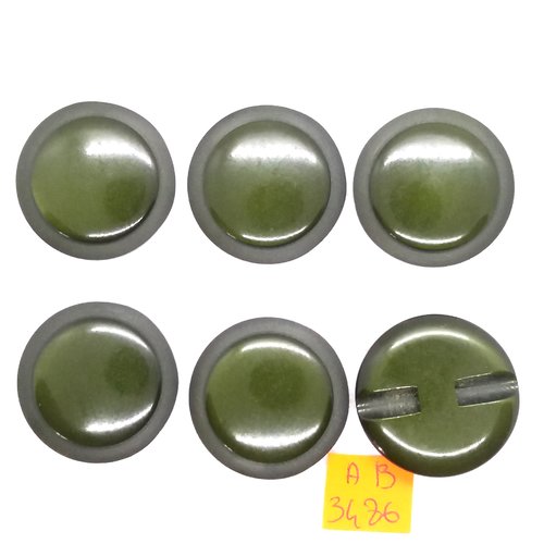 6 boutons en résine vert - 31mm - ab3486