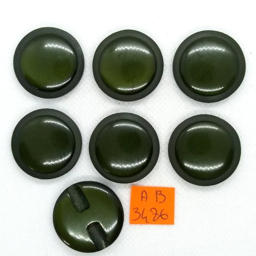 7 boutons en résine vert - 27mm - ab3486