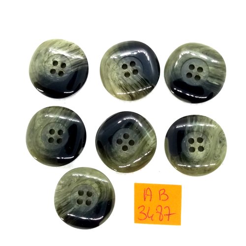 7 boutons en résine vert - 23mm - ab3487