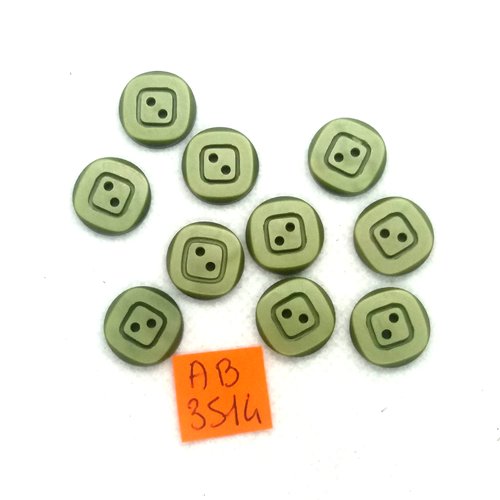 10 boutons en résine vert - 14mm - ab3514