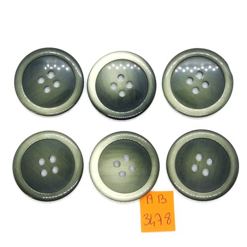 6 boutons en résine vert - 34mm - ab3478