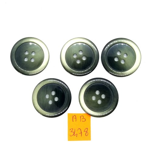 5 boutons en résine vert - 28mm - ab3478