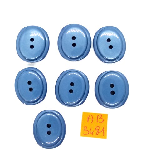 7 boutons en résine bleu - 21x23mm - ab3481