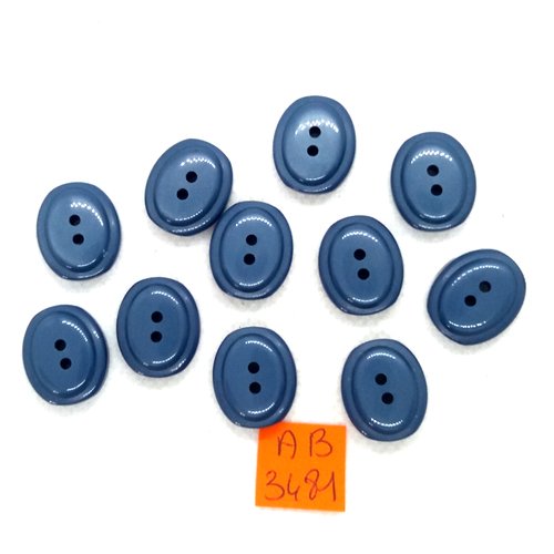 11 boutons en résine bleu - 15x18mm - ab3481