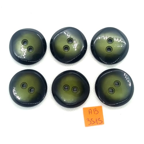 6 boutons en résine vert - 30mm - ab3515