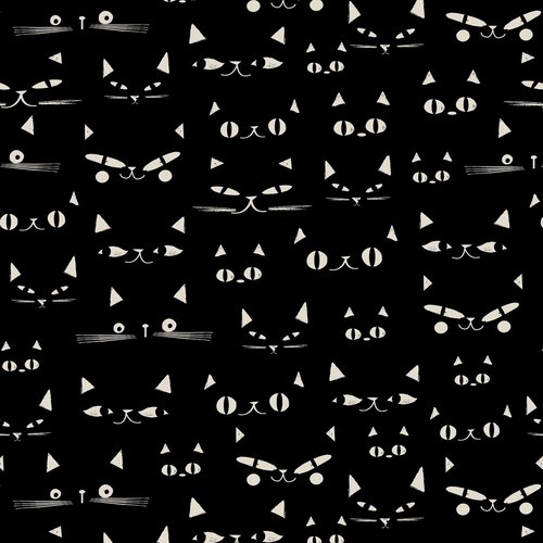 Tissu quilting dashwood studio - full moon - chat dans le noir - coton - 10cm/laize