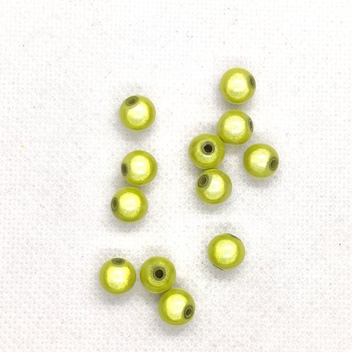 12 perles vertes pomme - résine - 8mm - b159