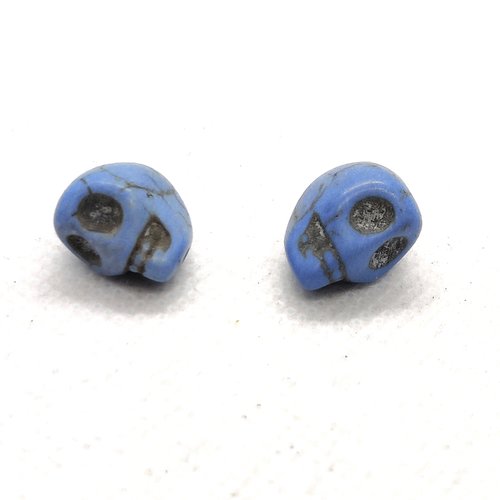 1 perle tête de mort howlite teintée bleu 18mm - b171
