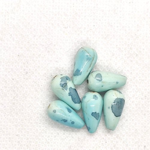 7 perles gouttes en résine bleu - 14x7mm - b235