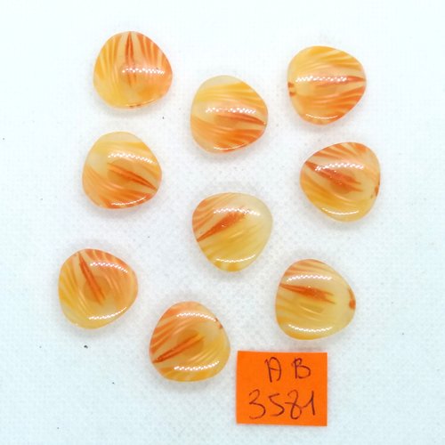 9 boutons en résine orange dégradé - 16mm - ab3581
