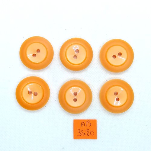 6 boutons en résine orange - 27mm - ab3580
