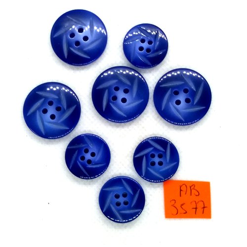 8 boutons en résine bleu - 23mm et 18mm - ab3577