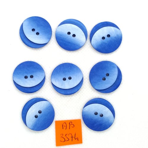 8 boutons en résine bleu dégradé - 22mm - ab3574