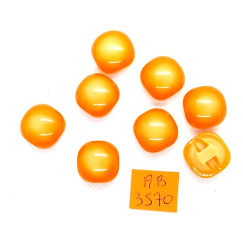 8 boutons en résine orange - 16x16mm - ab3570