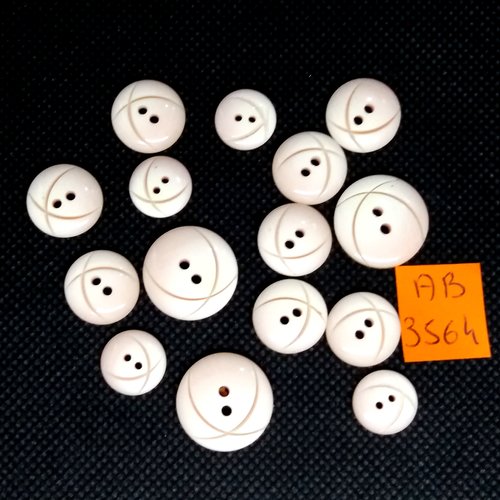 15 boutons en résine rose pale - taille diverse - ab3564