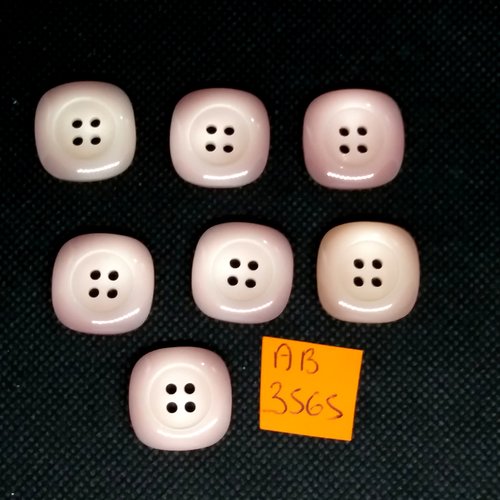 7 boutons en résine rose clair - 20x20mm - ab3565