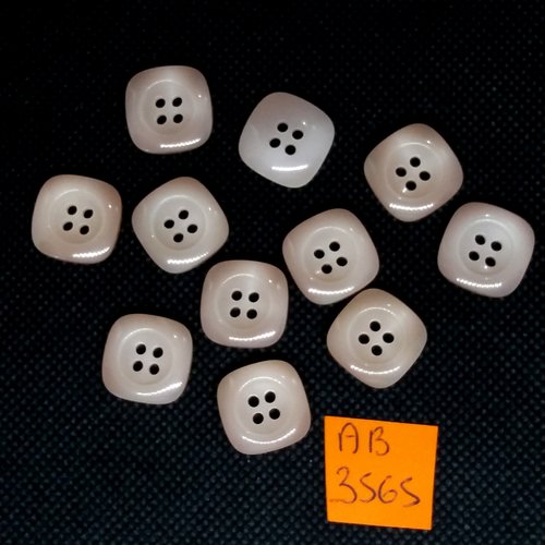 11 boutons en résine rose clair - 15x15mm - ab3565