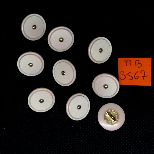 9 boutons en résine rose pale et doré - 17mm - ab3567