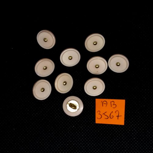 10 boutons en résine rose pale et doré - 14mm - ab3567