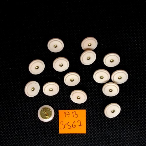 15 boutons en résine rose pale et doré - 12mm - ab3567