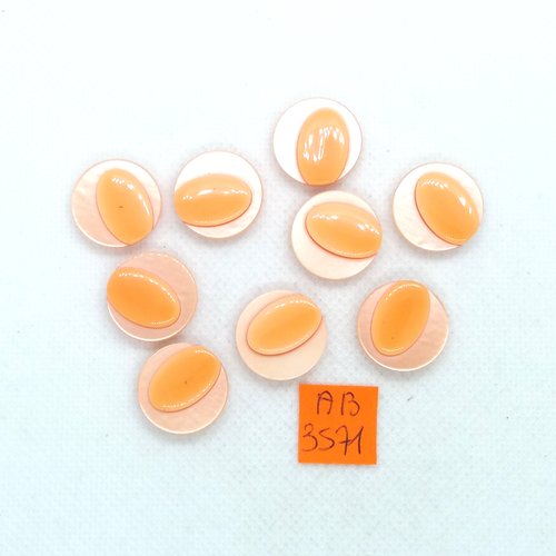 9 boutons en résine orange - 18mm - ab3571