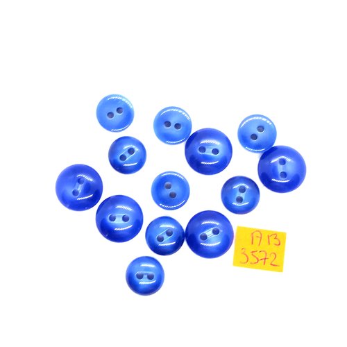 15 boutons en résine bleu - 15mm et 12mm - ab3572