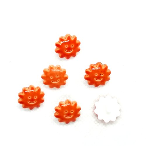 6 boutons en résine fantaisie - un soleil - 14mm - ab3594