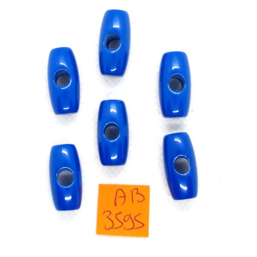 6 boutons brandebourg en résine bleu - 20x9mm - ab3595