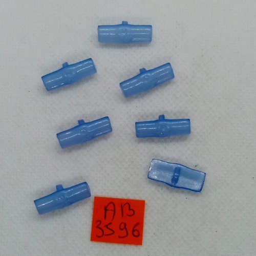 7 boutons brandebourg en résine bleu clair - 18x8mm - ab3596